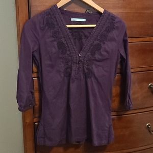 Plum Blouse with Embroidery